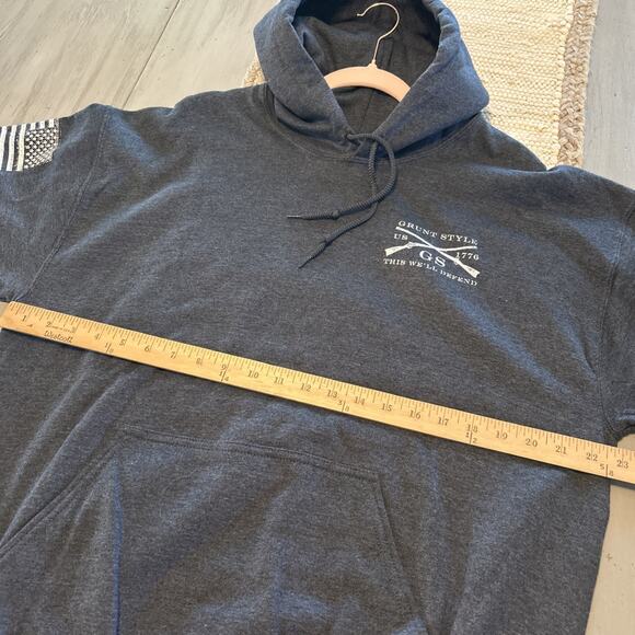 Grunt Style Dusty Blue Sleeve Logo Don’t Tread On Me Hoodie Sweatshirt Men’s L - Picture 8 of 9